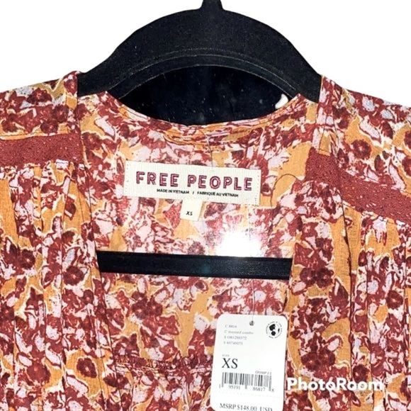 NWT Free People Lorraine Tiered Sheer Tie Front Floral Oversized Kimono - Picture 6 of 8